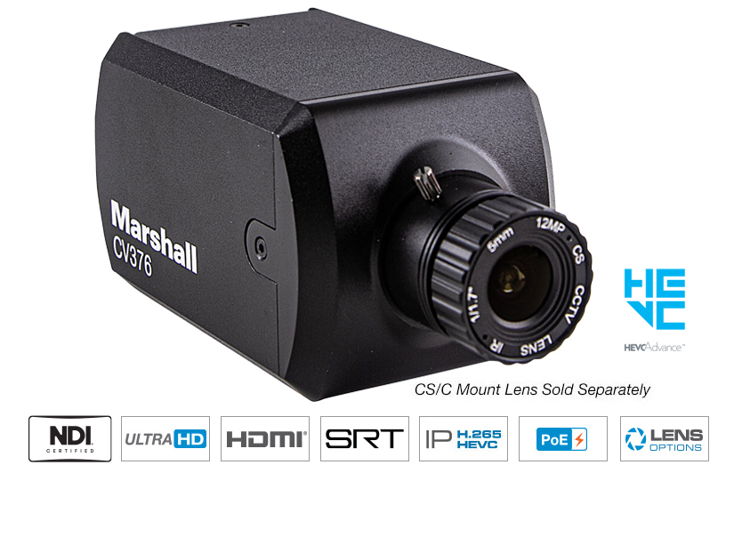 Marshall CV376 Compact Camera NDI HX3 and HDMI