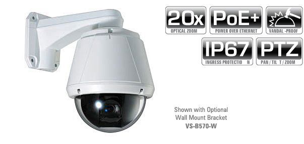 2.0 MP 20x Vandal-Proof IP Speed Dome Camera with Composite or HD-SDI Video Output