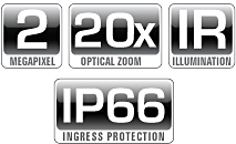 Security Mega-Pixel Full HD Rugged IR PTZ Camera icons