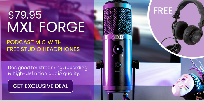 MXL Forge - WITH FREE STUDIO HEADPHONES - USB vocal/instrument/speech mic bundle 