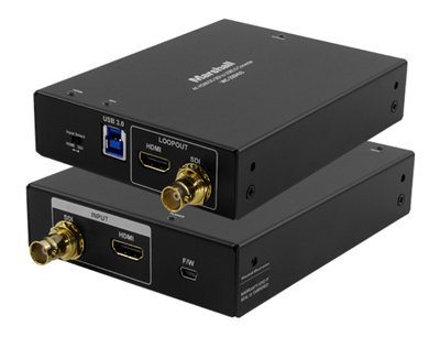 VAC-23SHU3 converts HDMI 2.0 or 3G-SDI inputs to USB 3.0 output with active HDMI/3G-SDI (BNC) loop-throughs