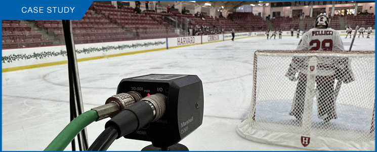 Miniature POV Camera with Global Shutter and Genlock Sync Keeps Fast Paced Puck Action in Focus