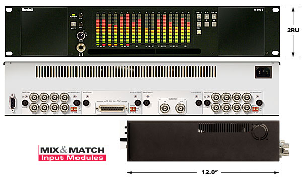 16 Channel Digital Audio Monitor 1RU  Mainframe Tri-Color LED Bar Graphs