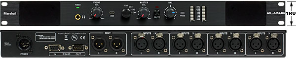 High Quality 1RU Rack Mountable Analog 4-Channel Audio Monitor with DSP and Peak Meters